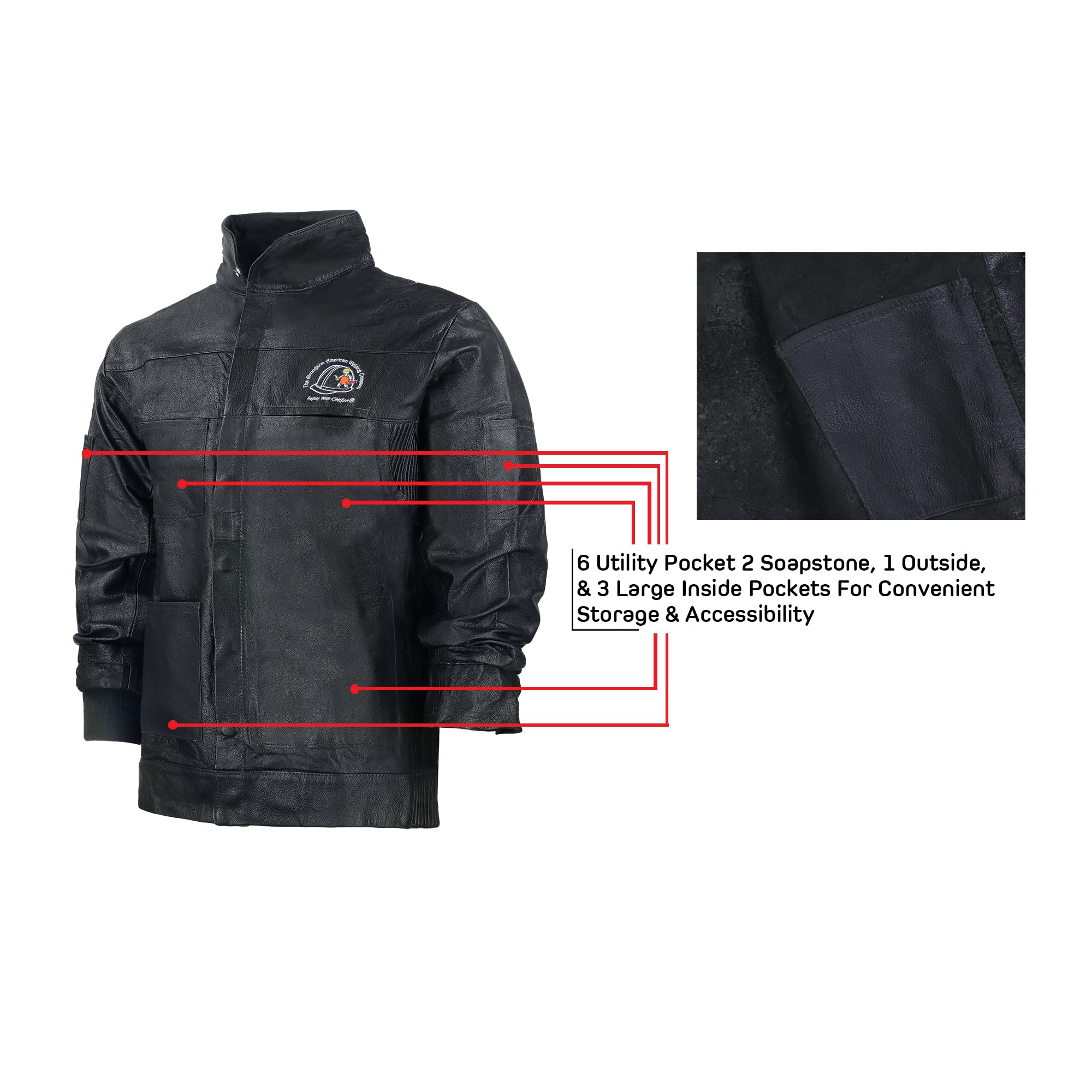Strongarm - Chaqueta de trabajo de cuero para soldadores de cuero de vaca resistente resistente a la llama, para hombres y mujeres