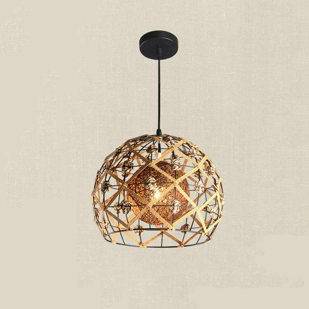 Lustre en bambou rotin E27 suspension luminaire rétro industriel ficelle pour cuisine rustique
