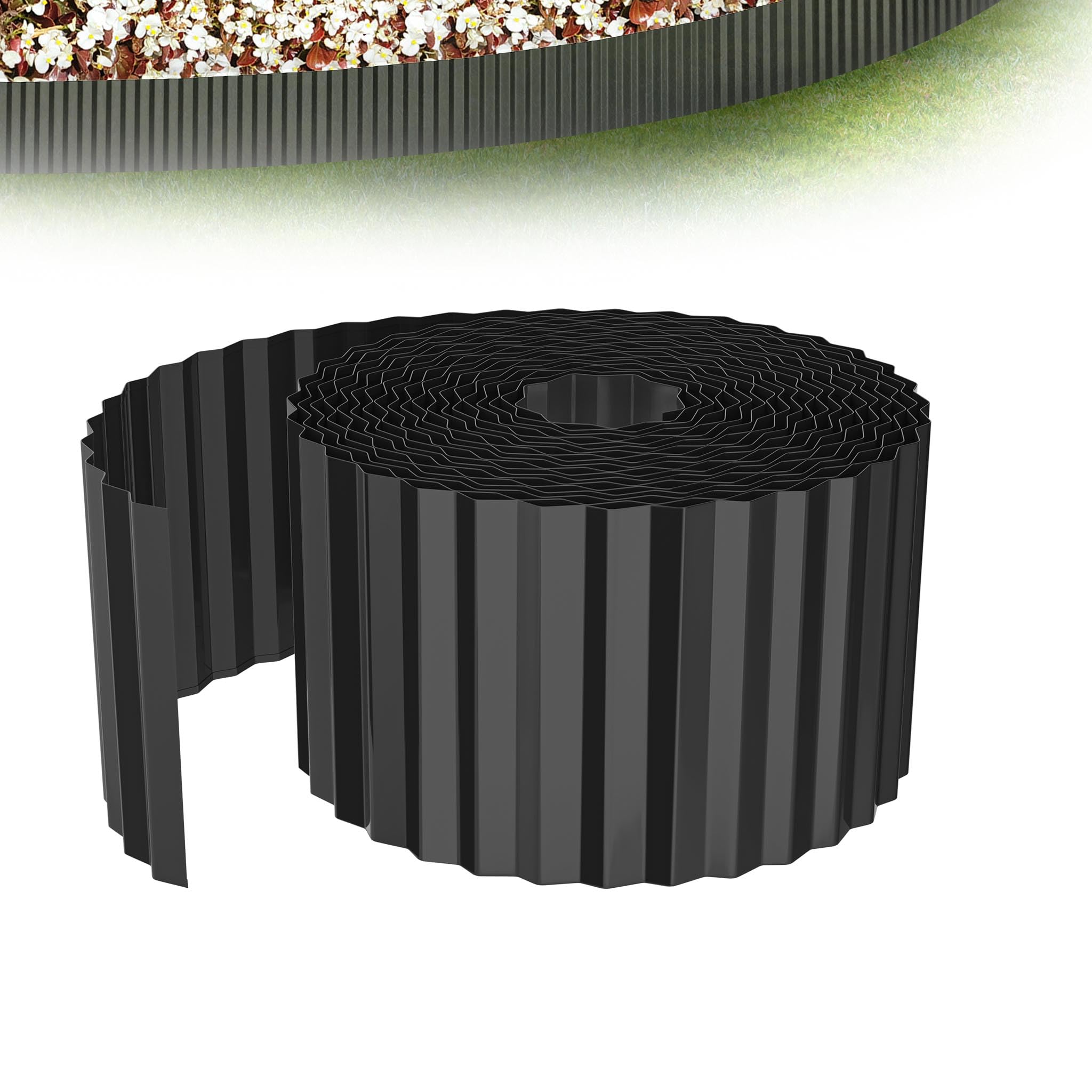 XMTECH Bordure de pelouse en métal - 40 m - Noir - 15 cm