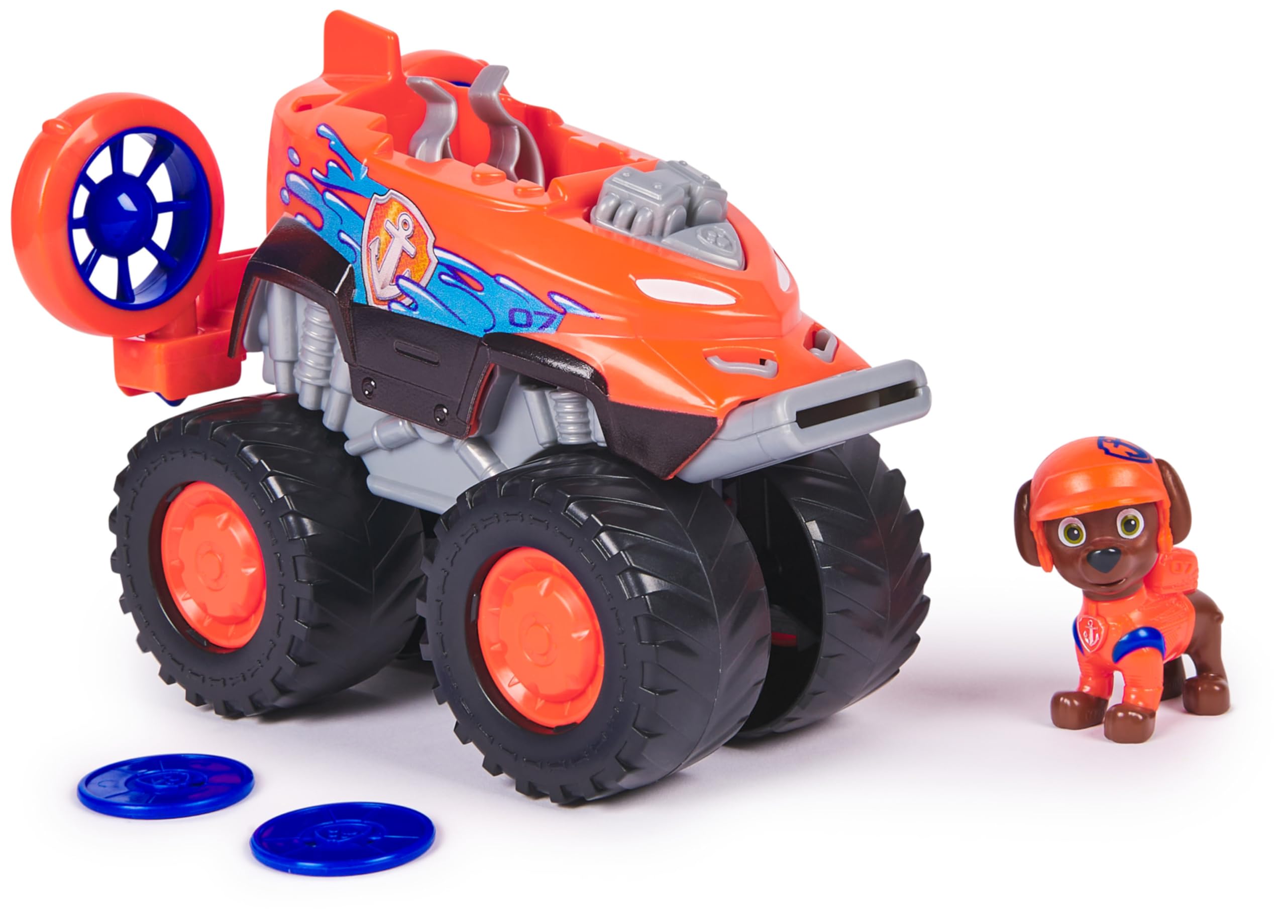 Paw Patrol Patrulla Canina - Pack Figura Zuma Rescue Wheels y Vehículo Aerodeslizador Lanza Proyectiles - Patrulla Canina Juguetes - Juguetes Niños 3 años + - Regalo Niño 3 años