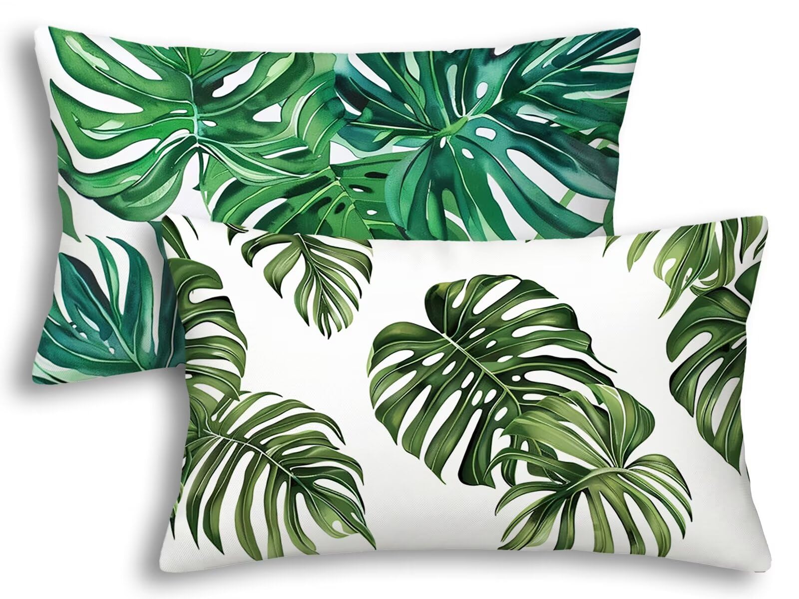 Funda almohada planta rectangular terciopelo premium con zipper oculto pack de 2