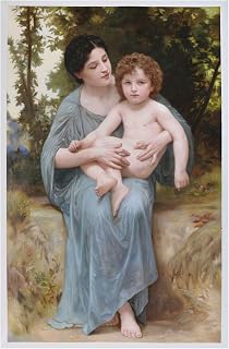 The Younger Brother - William-Adolphe Bouguereau hand-painted oil painting reproduction,Brother and Sister Portraits in Landscape Wall Art