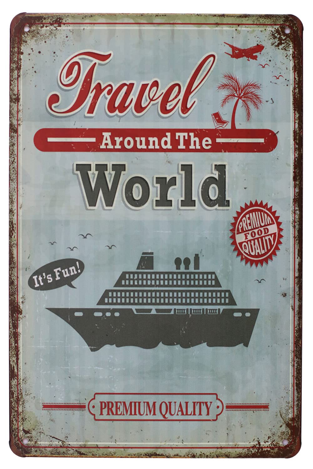 ARTCLUB Travel Around The World Cruise Ship Metal Sign Vintage Plaque Wall Decor