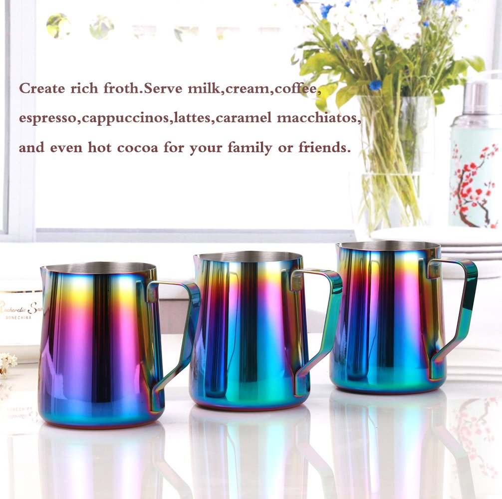 Para espuma de leche jarra para leche jarra jarra para espumar leche – wehome acero inoxidable café taza para café capuchino latte eléctrica 12-ounce Multicolor
