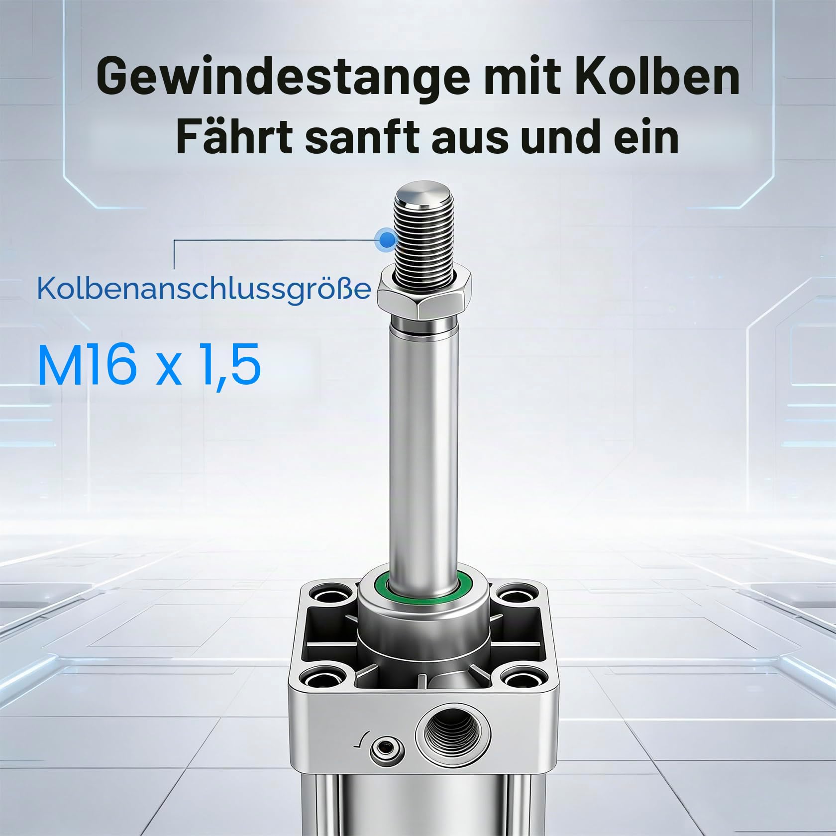 Heschen Pneumatischer Standard-Luftzylinder, SC 63-800, PT3/8-Anschluss, 63 mm Bohrung, 800 mm Hub, doppelt wirkend