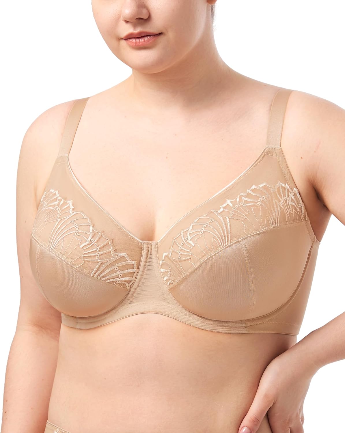 HSIA Minimizer Bras for Women, Full Coverage Embroidered Bras Plus Size Bra for Heavy Breasts Unlined Bra with Underwire - Image 4