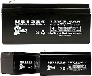 3 Pack Replacement for Conext CNB325 Battery - Replacement UB1234 Universal Sealed Lead Acid Battery (12V, 3.4Ah, 3400mAh, F1 Terminal, AGM, SLA) - Includes Two F1 to F2 Terminal Adapters