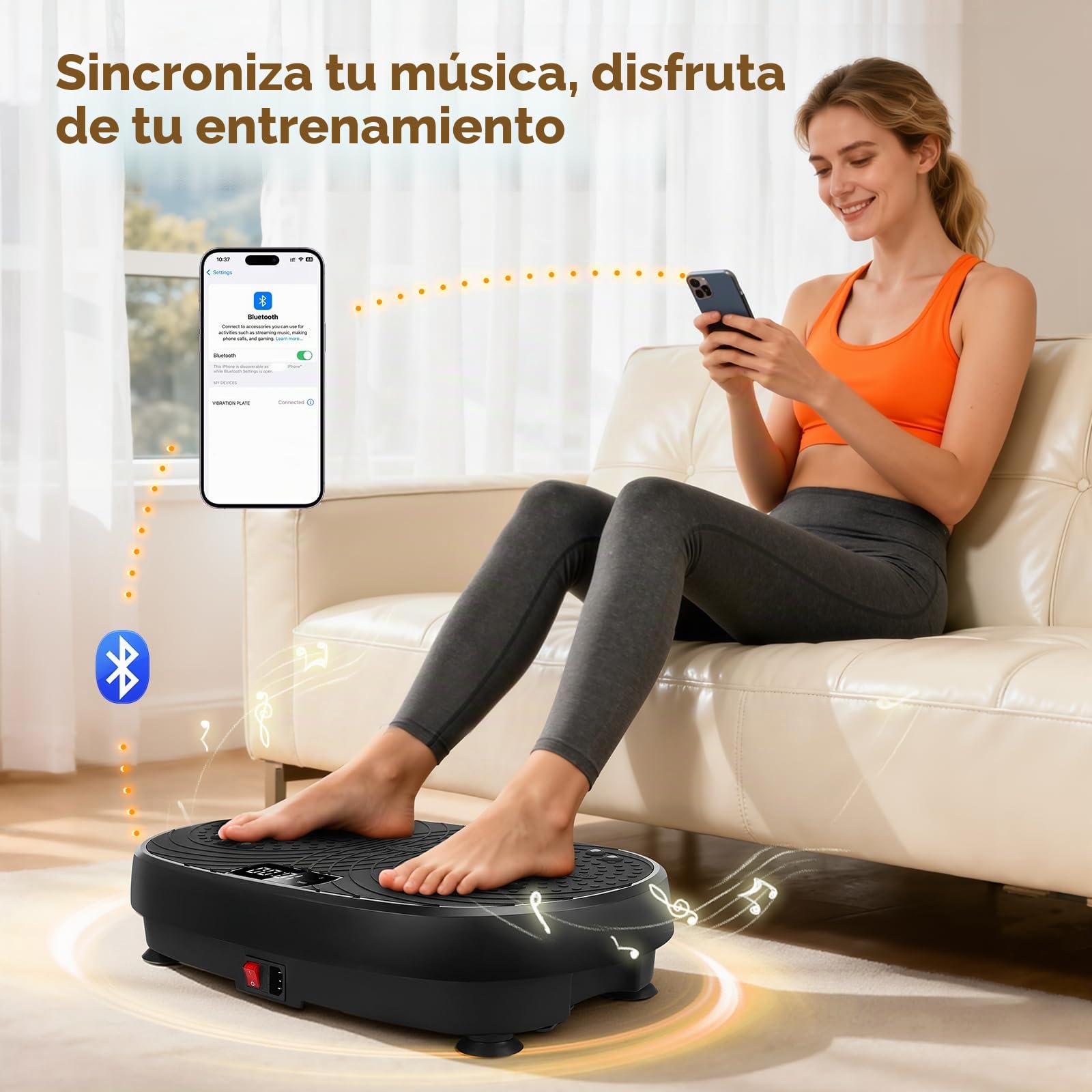 Plataforma Vibratoria, 6 Modos & 120 Velocidades Ajustables Plataforma Vibratoria con Bandas de Resistencia y Control Remoto, Temporizador para Casa/Gimnasio/Oficina (Compatible con Bluetooth)