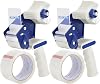 JARLINK Packing Tape Dispenser Gun (2 Pack) with 2 Rolls Tape, 2 inches Lightweight Industrial Side Loading Tape Dispenser for Shipping Packaging Moving Sealing (Grey & Green)