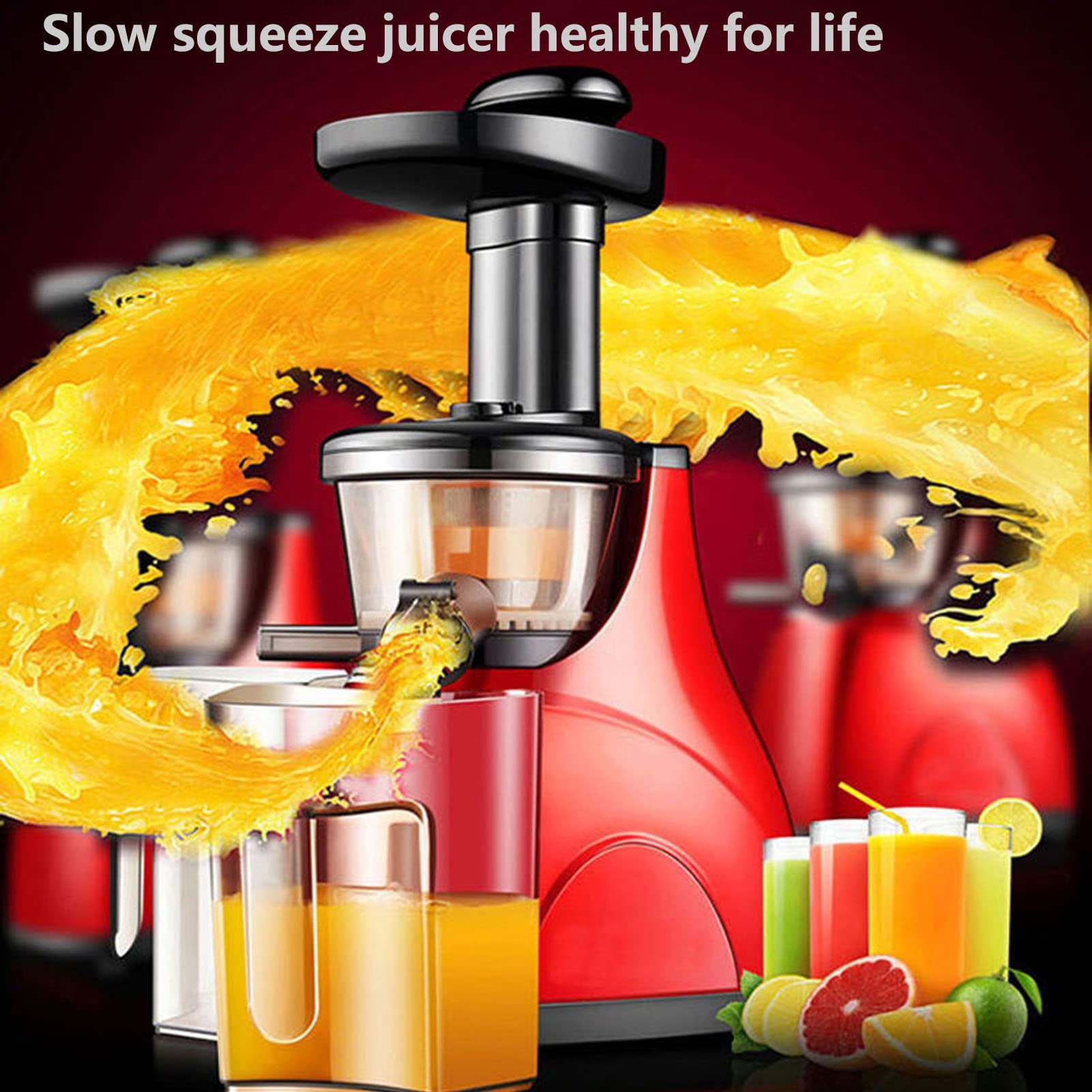 MIIKHI Slow Masticating Juicer Extractor Wide Mouth Cold Press Juicer Machine with Quiet Motor and Reverse Function Fruit Vegetable Wheatgrass Orange Juice Extractor High Yield Anti-Oxida, Green