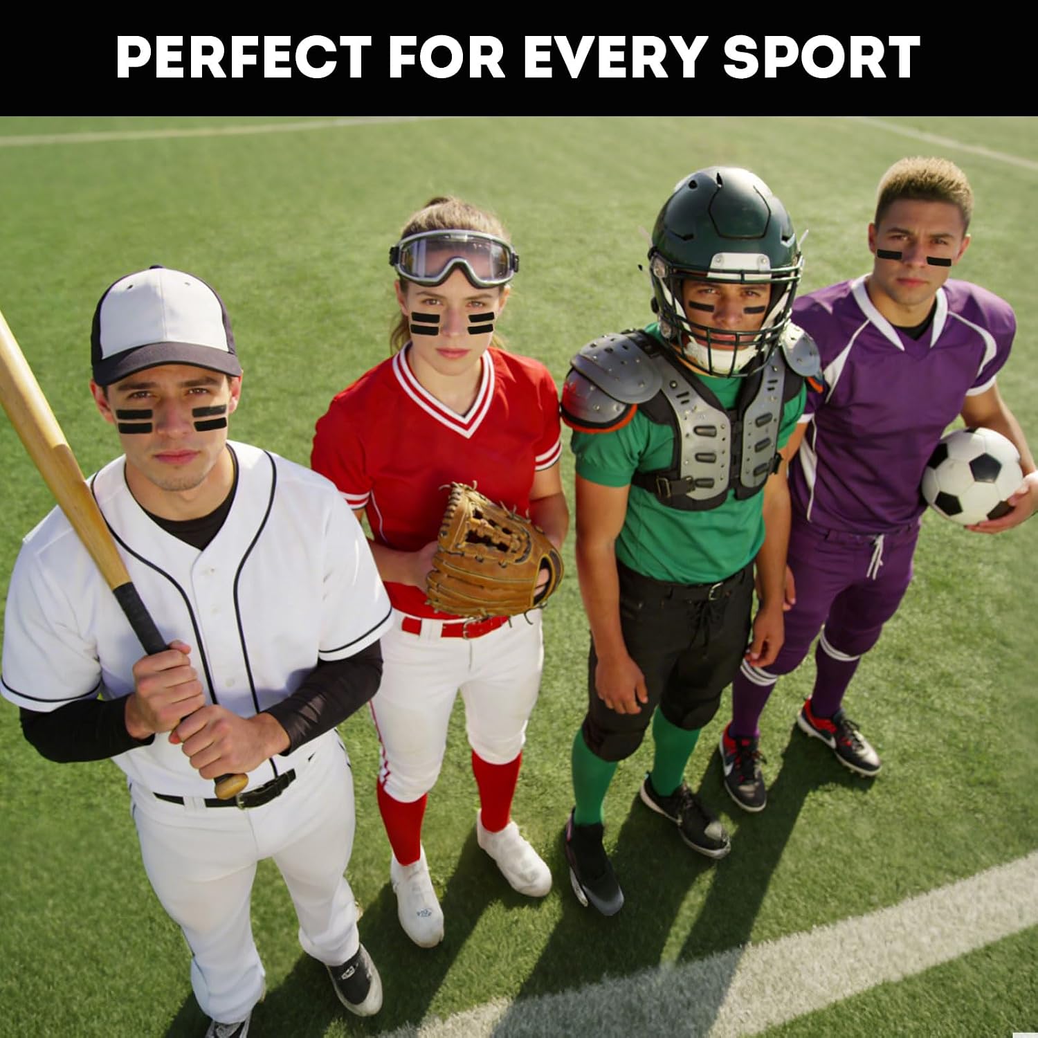 20 Pack Eye Black Stick for Sports, Anti-Glare Under Eye Black for Baseball Football Softball, Sweatproof Sports Face Paint for Athletes, Team, Game Day & Fans (All Black)
