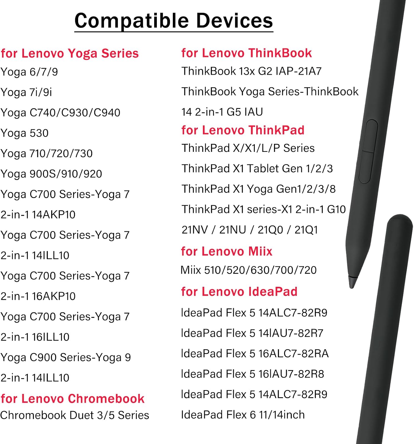 Stylus Yoga Pen for Lenovo Yoga Pen WE05/US501/US502 (4X81Q95846) Compatible with Lenovo 300/500 Series,for Yoga 6/7/9,Chromebook Duet 3/5,ThinkPad X1 Series-X1 2-in-1 G10,IdeaPad Flex Series(Black)