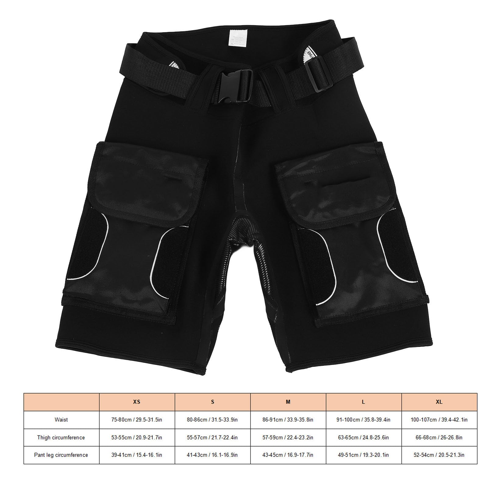 Neoprene Diving Tech Shorts 3mm Thick, Super Stretch Large Pockets Keep Warm for Diving Surfing Snorkeling (XS)
