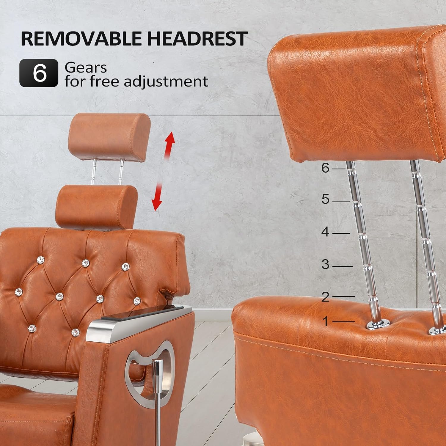OmySalon Reclining Salon Chair - Vintage Styling, Hydraulic Barber Chair with Adjustable Headrest - All Purpose for Beauty Spa Shampoo Tattoo Esthetics