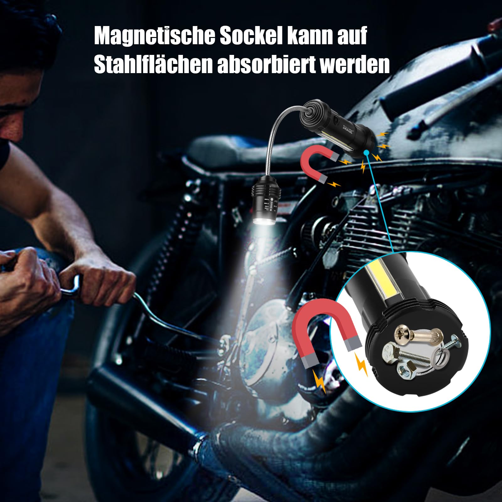 IMAGE Grill Licht 2 Stück magnetische Grilllampe mit Seitenleuchte Grillleuchte batteriebetrieben 360° drehbare LED Beleuchtung für BBQ Picknick Outdoor, Geschenke für Männer Papa Ehemann Vatertag