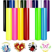 Tintnut Classic Color Heat Transfer Vinyl - 15 Sheets 12"x10" Colorful HTV Plain Iron on Vinyl for DIY T-Shirts, Apparel & Craft Projects, Compatible with All Cutting Machines
