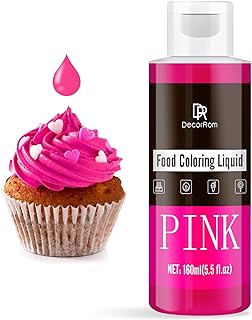 Colorante Alimentario - Colorante Alimenticio Líquido Concentrado para Pastel, Hornear, Glasear y Fondant - Tintes Alimentarios Insípido para Macarrón, Galletas, Limo, Manualidades DIY (Rosa, 160ml)