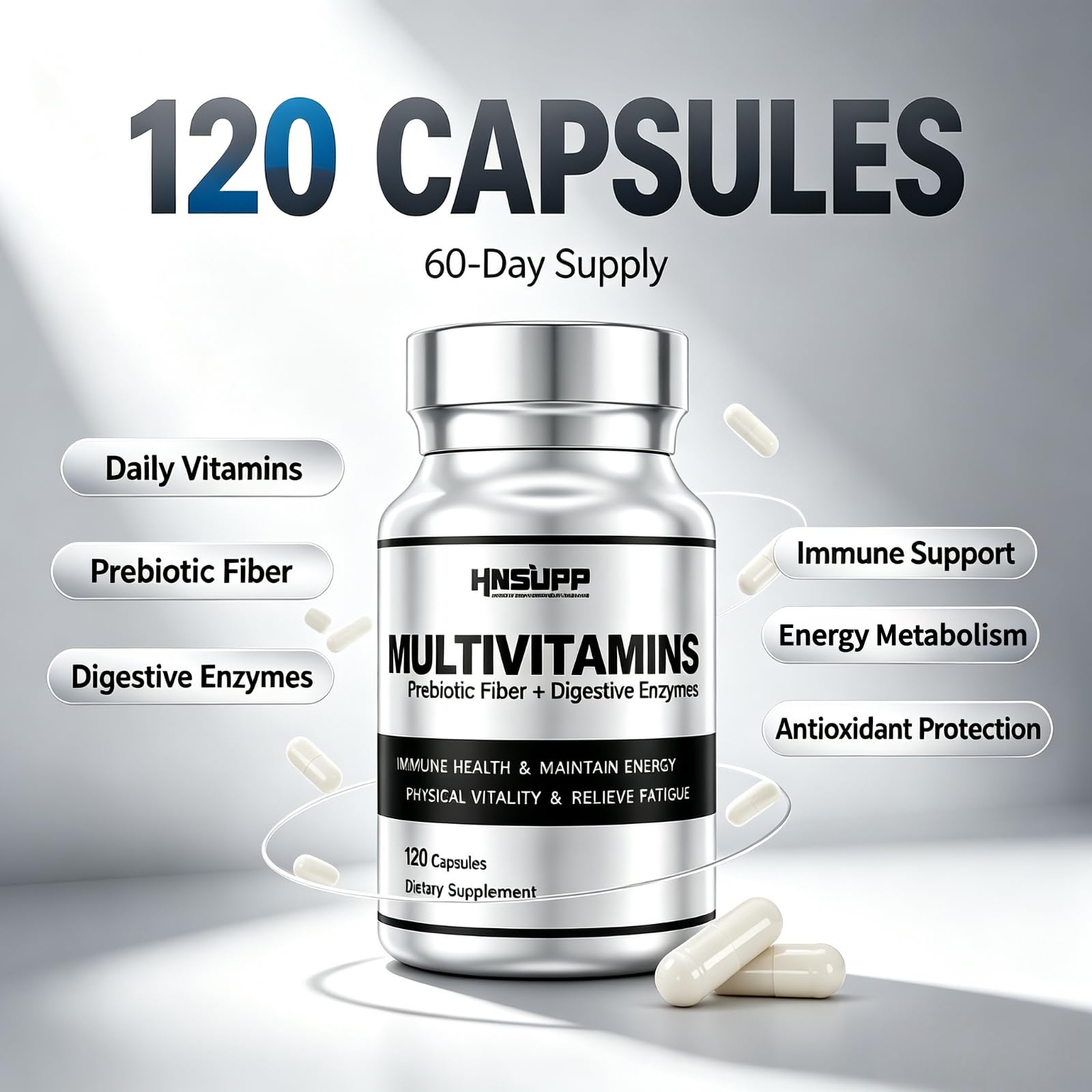 Multivitamins for Men Women with Digestive Enzymes, 120 Capsules — Amazon image 11