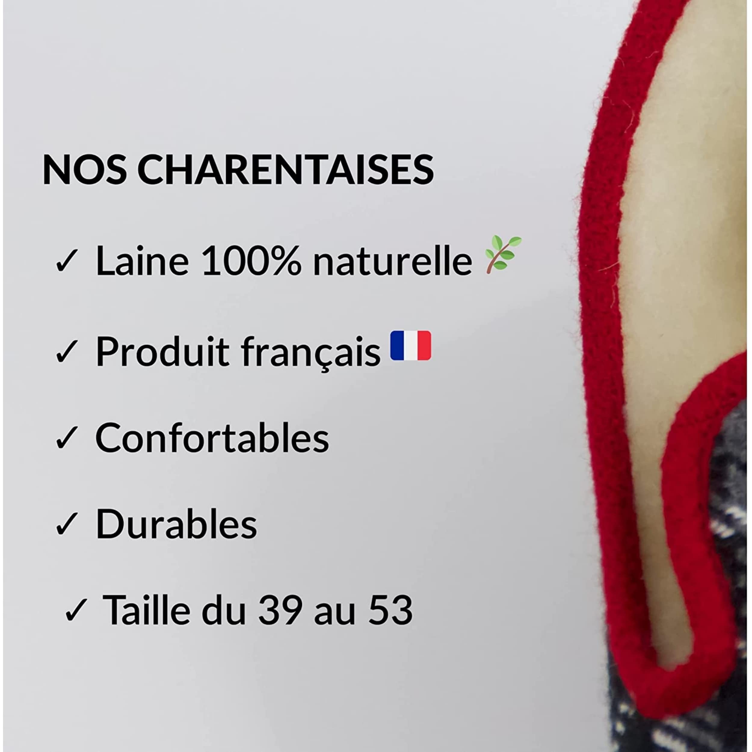 La Pantoufle du Berry – Charentaises escoceses para hombre Made in France – Talla 39-53 – Zapatillas cómodas y cálidas de invierno – Interior forro relleno 100% lana natural