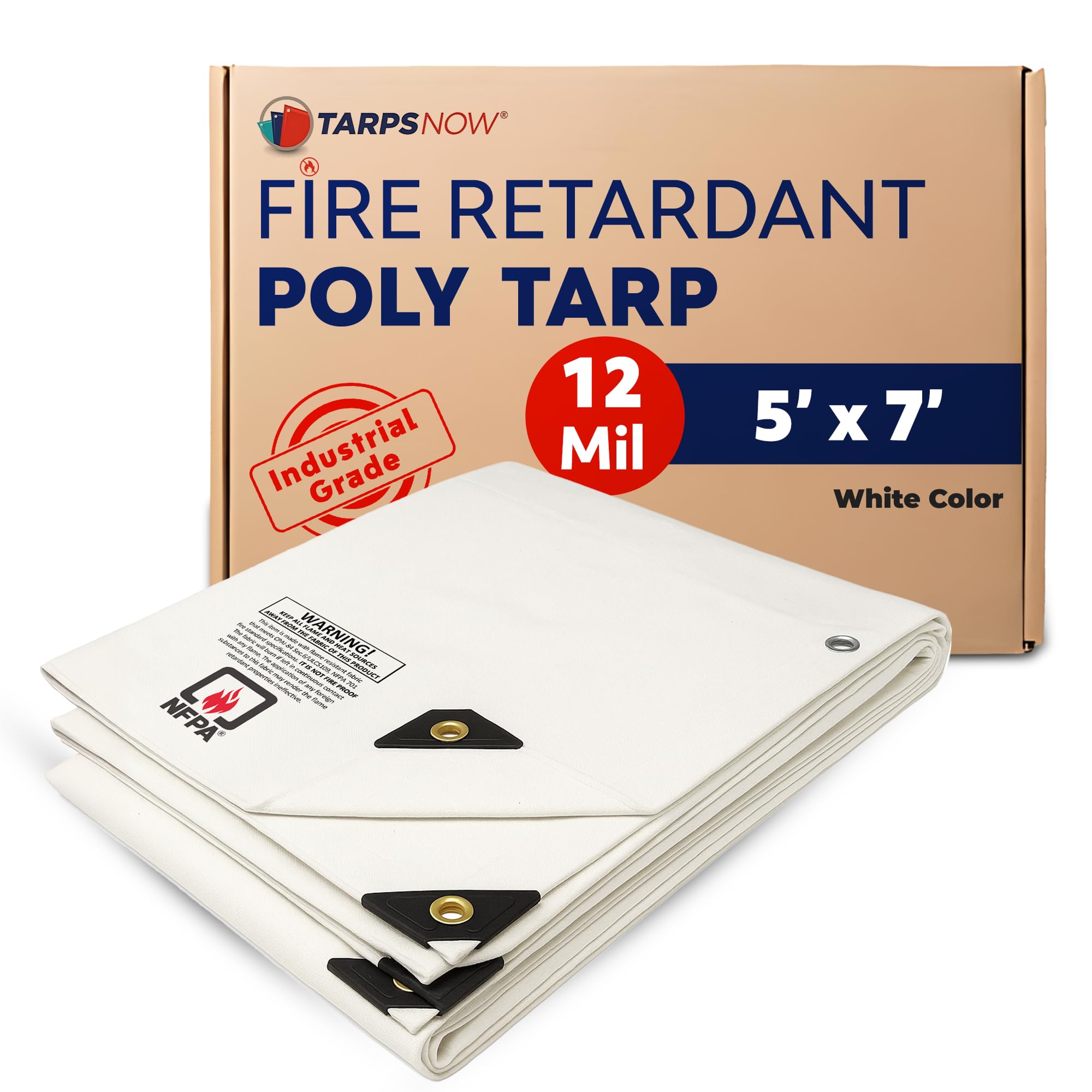Tarps Now 20x30 Feet Fire Retardant Poly Tarp |12 MIL Heavy Duty