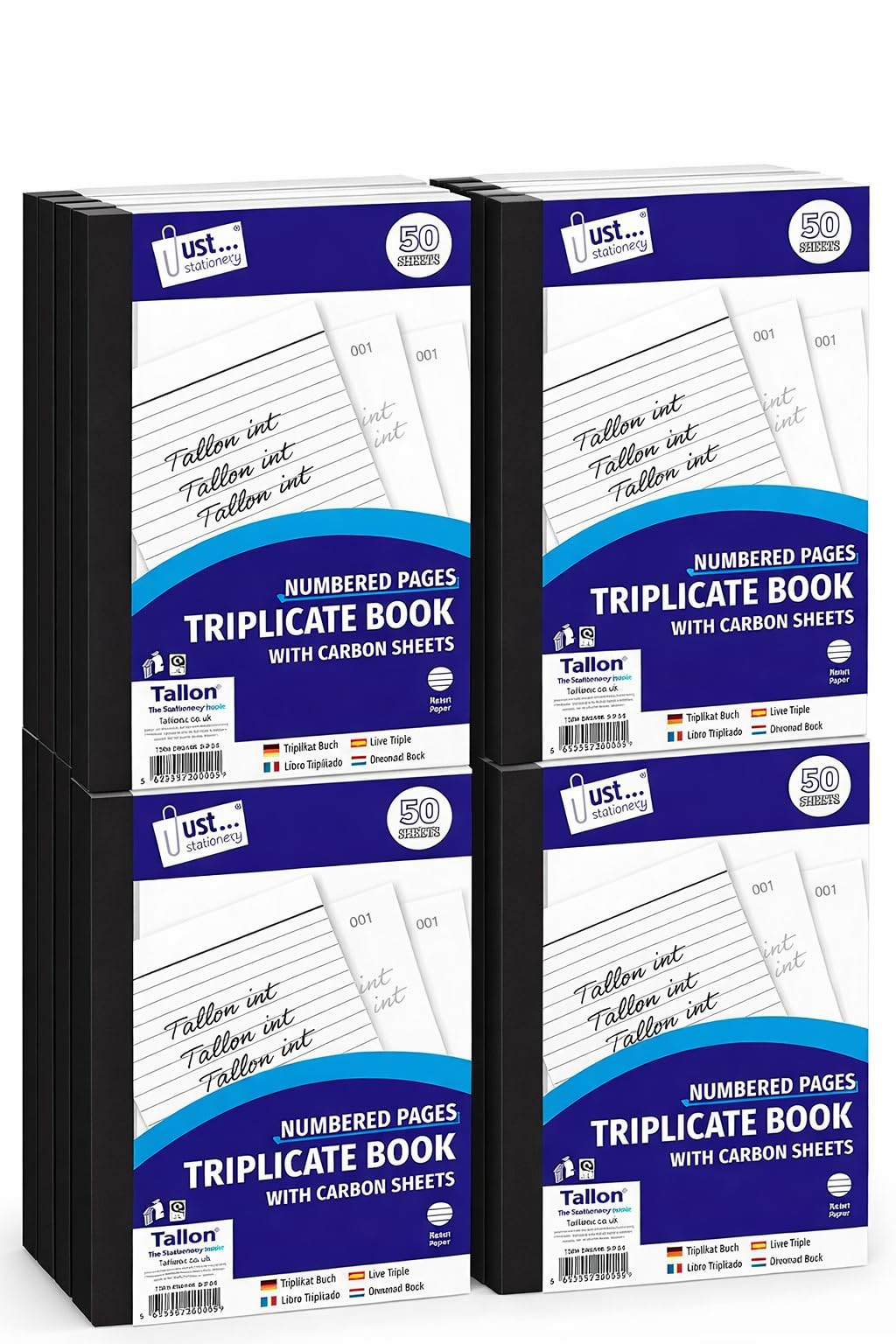 Set of 6 Professional ReceitBook/DuplicateBook/Triplicate Book/Invoice Book - Half Size & Full Size with Carbon Sheets (50 Pages Full Size Triplicate Book)