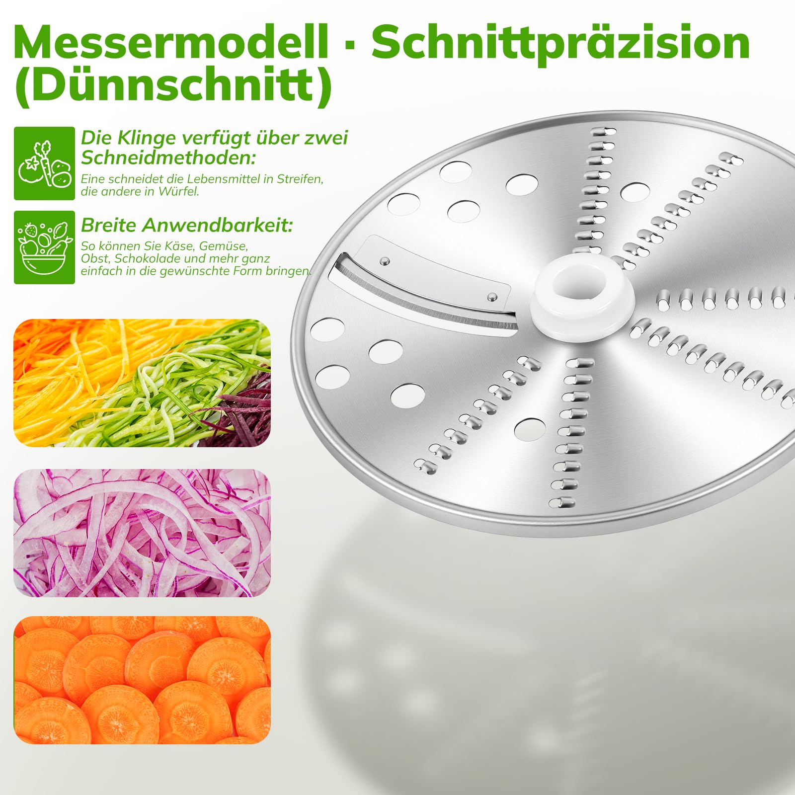 Gemüseschneider für Thermomix TM5 & TM6, Spiralschneider & Gemüsereibe Edelstahl für Zucchini Kartoffeln Karotten Obst, Vegetable Chopper Slicer Gemüsefriseur mit 2 Schnittstärken Ohne Küchenmaschine
