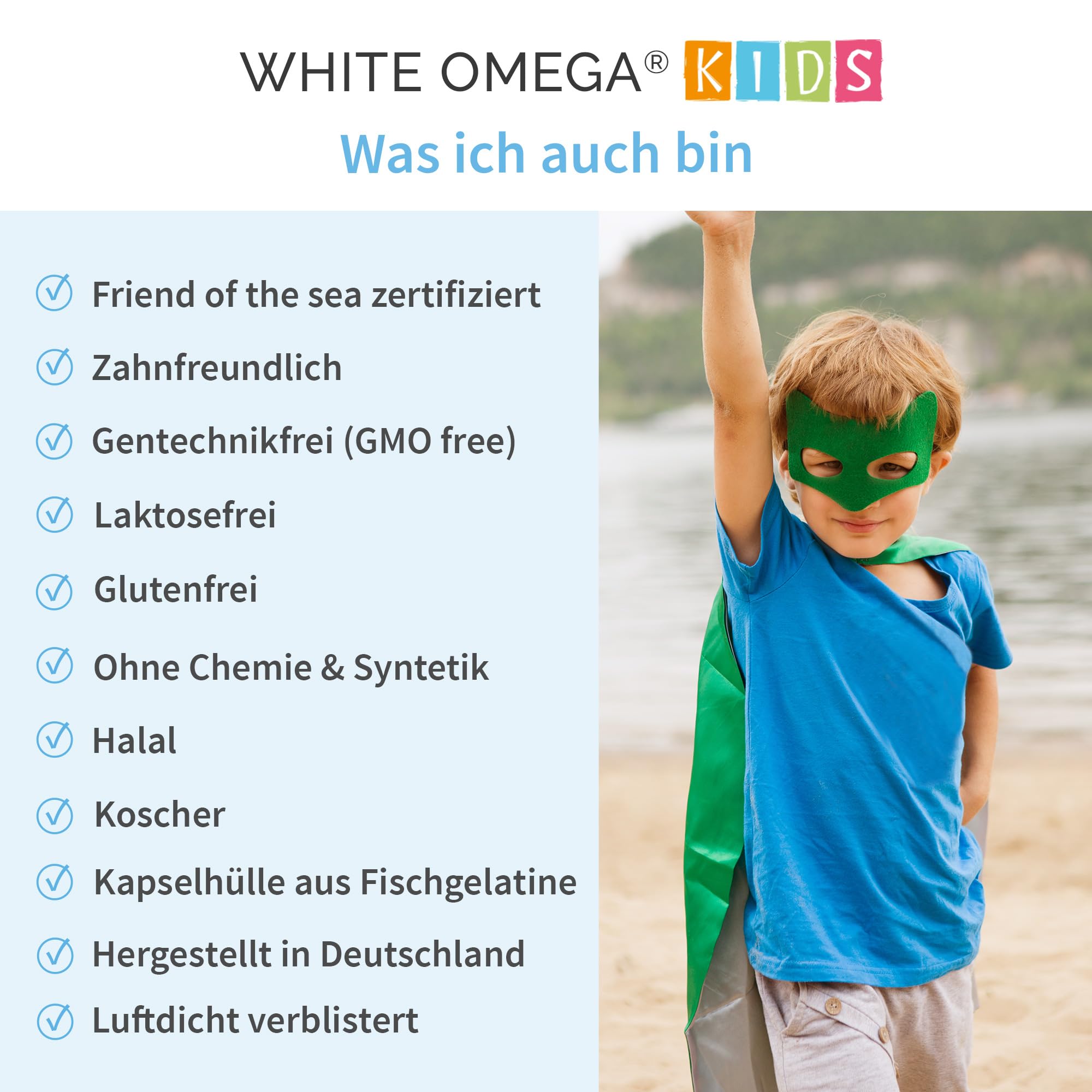 Omega 3 para niños – 270 unidades sin azúcar – El ganador de calidad – Aceite de pescado insípido (518 mg) – sin aditivos