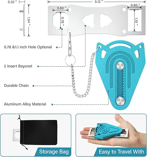 Miniatura 9 de Cerradura de puerta portátil de metal para seguridad de habitación de hotel de viaje, cerraduras de puerta de hotel para seguridad de viajeros,