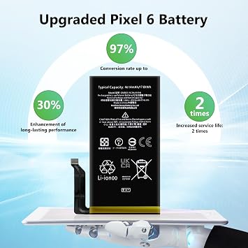 4614mAh Pixel 6 Battery Replacement Kits (New Upgraded) Compatible with Google Pixel 6 All Models with Adhesive and Repair Tool Kits (Pixel 6 Battery)