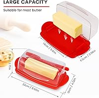 Vista 2 de Mantequillera con tapa y cuchillo, versátil y elegante plato de mantequilla para encimera y refrigerador, soportes cubiertos para barra
