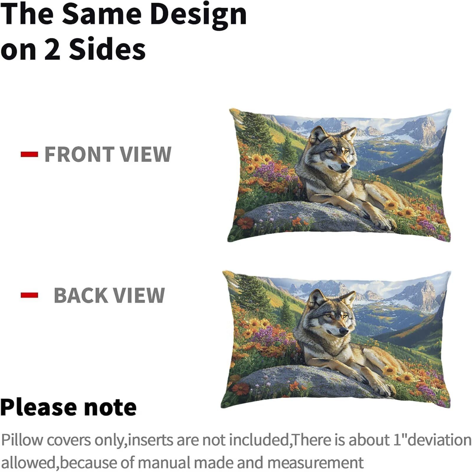 Funda Cojin 40x60 Animal Juego de 2, Lobo Fundas Cojines Exterior Impermeable, Terciopelo Funda de Almohada con Cremallera Oculta, Suave Cómodo y Fácil Cuidado, para Sofá, Cama, Silla o Jardín K3-77