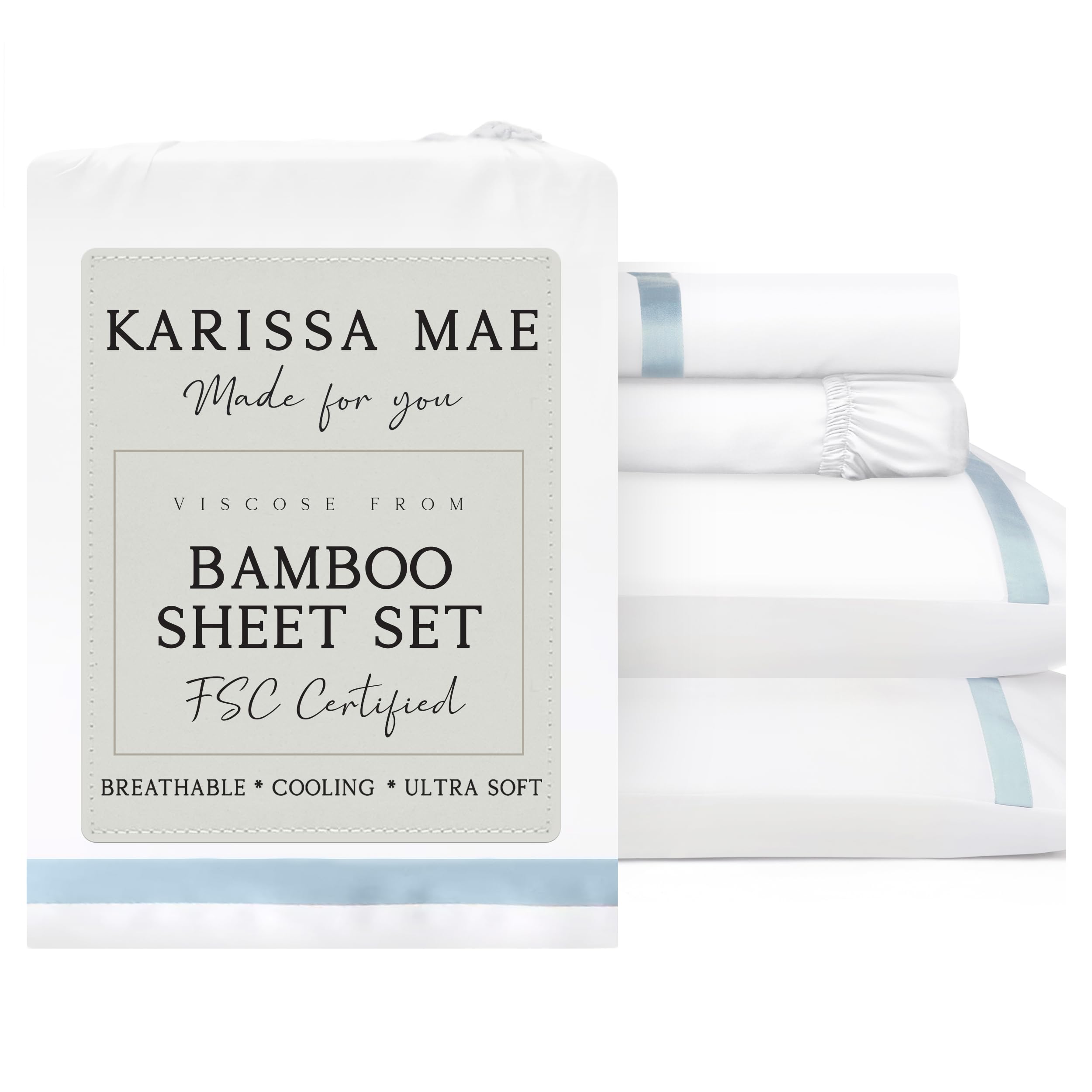 KARISSA MAE Luxury Bamboo Viscose King Size Sheet Set