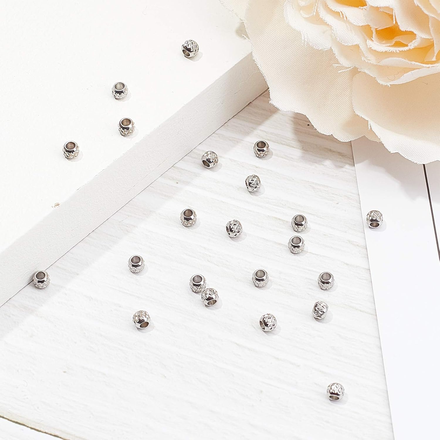 UNICRAFTALE About 200pcs 3mm Rondelle Metal Spacer Beads Stainless Steel Loose Beads 1.5mm Hole Bead Finding Stopper Bead for DIY Bracelets Necklaces Jewelry Making Stainless Steel Color - Image 4