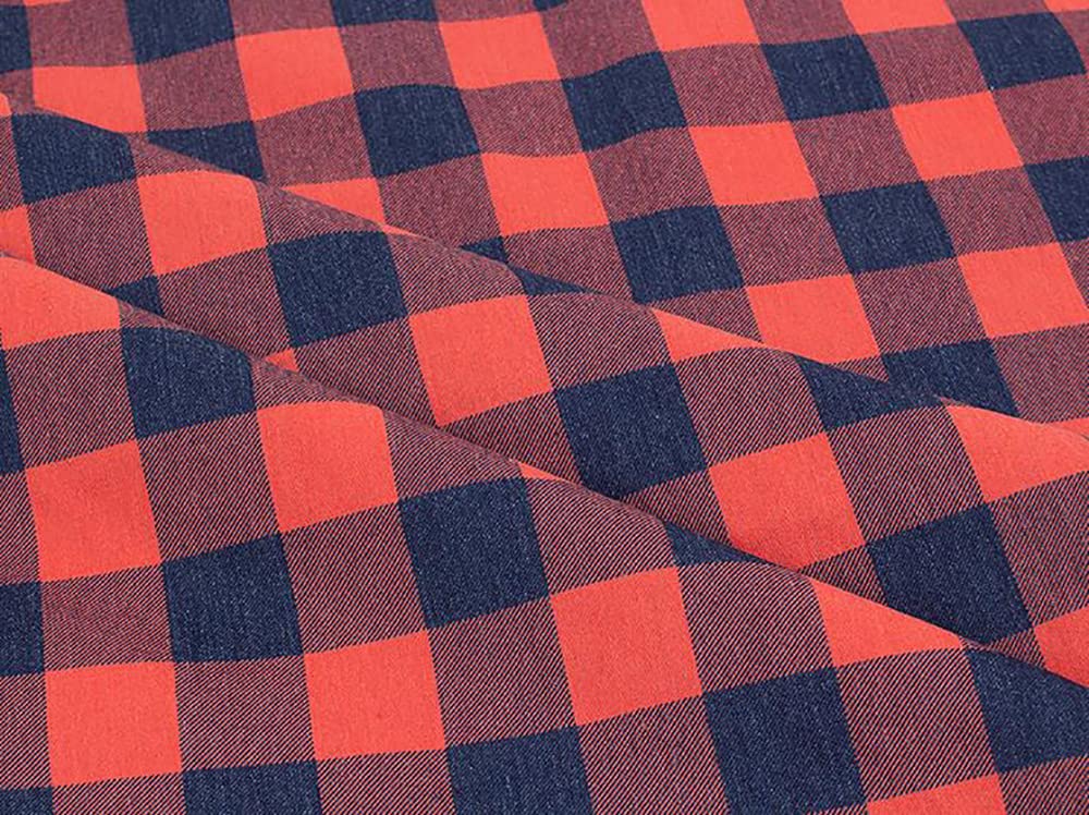 Tessuto denim Tessuto di puro cotone denim lavato Tessuto al metro plaid rosso ao denim per cucire Jeans Sartoria T-shirt Patchwork Abbigliamento 170 cm di larghezza (dimensioni:170cmx100cm)