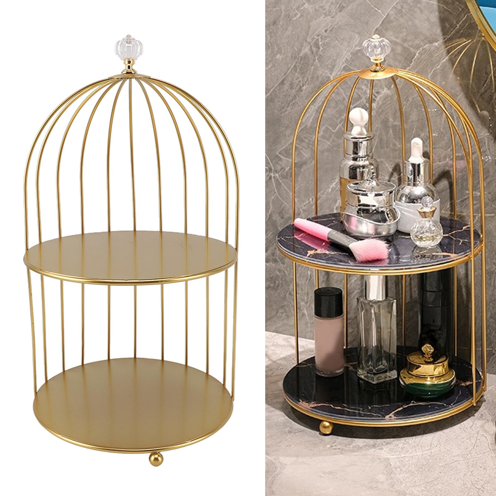 Fdit Doppelschicht Kosmetikorganizer – Weißer Vogelkäfig-Stil Für Badezimmer & Schminktisch