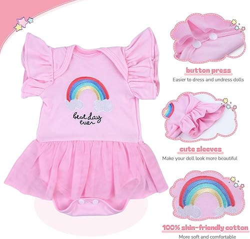 Miniatura 3 de BABESIDE 13 piezas de ropa de muñeca Reborn con moisés para muñecas de 17 a 22 pulgadas, ropa de muñecas de bebé, accesorios de atuendo para muñeca