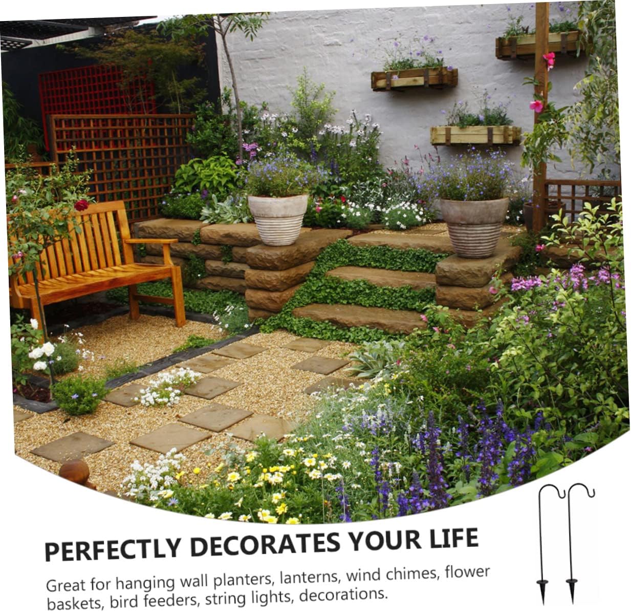 Set of 6 Outdoor Iron Hooks Black s Hooks for Hanging Plants Lanterns Flags Garden Decor Easy Install