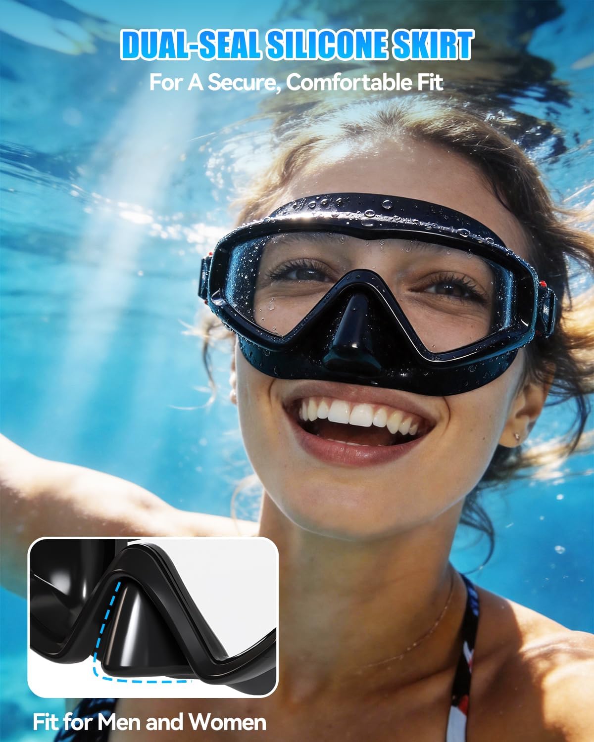 Aegend Diving Mask for Adult & Teen - Panoramic Anti-Fog Comfort Fit Goggles with Mesh Bag for Snorkeling, Scuba Diving, Freediving & Swimming - Image 5