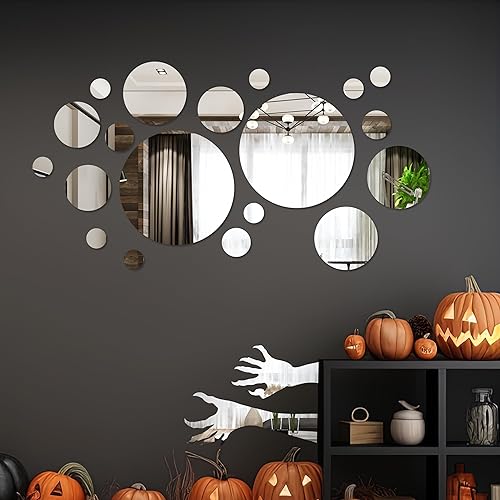 Espejo circular, calcomanía de pared DIY, decoración de pared, 5 unidades, espejo acrílico, calcomanías de pared para sala de estar, calcomanía de