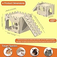 Vista 2 de HIIMALEX Castillo de conejito extra grande y resistente para conejos de interior, casa de juegos con escaleras, bordes redondos, hábitats
