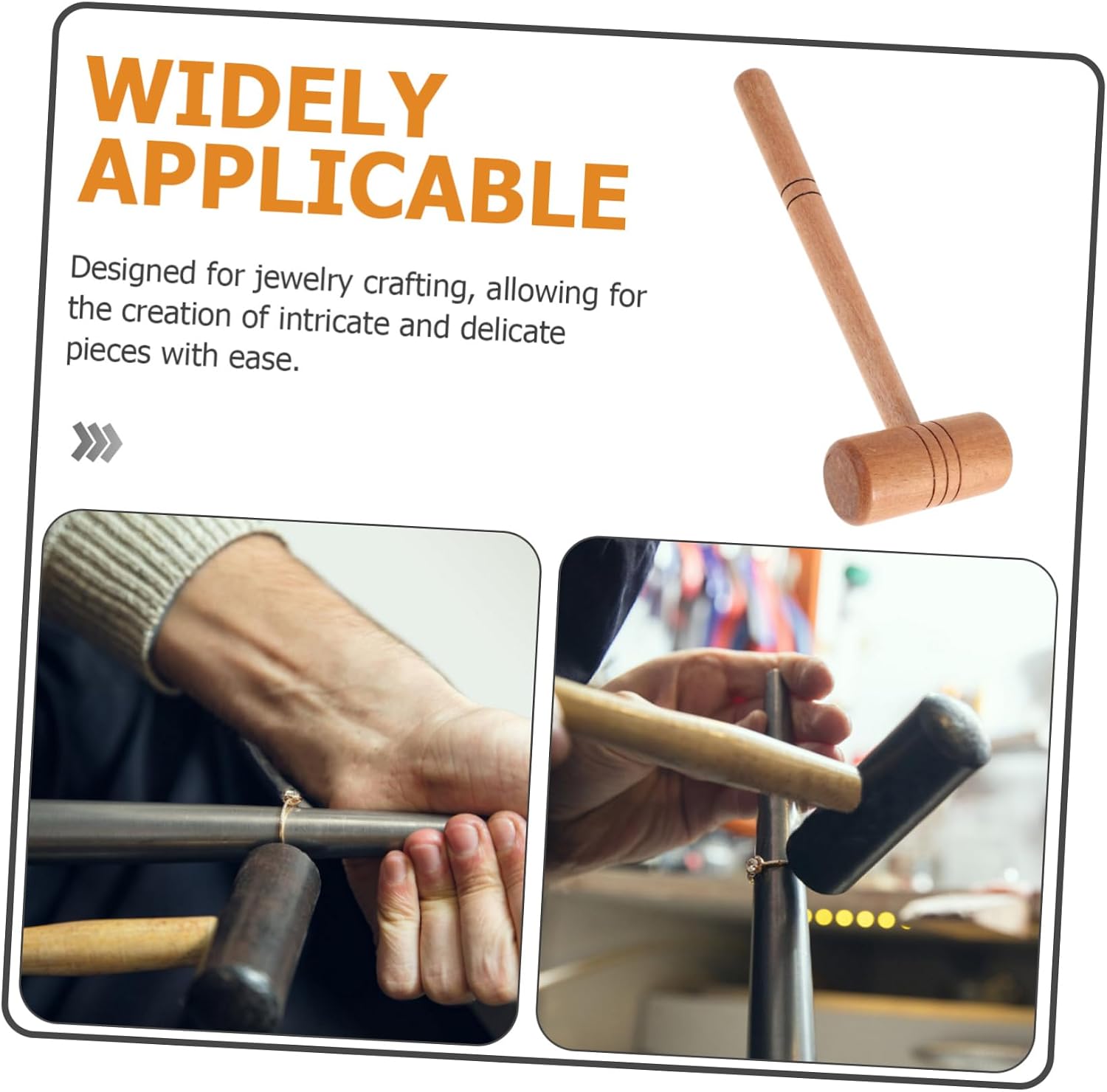 HOMSFOU Jewelry Shaping Hammer Wooden Handle for Precise Crafting and Repair Handheld Polishing Tool for Jewelry Making and Woodworking Projects