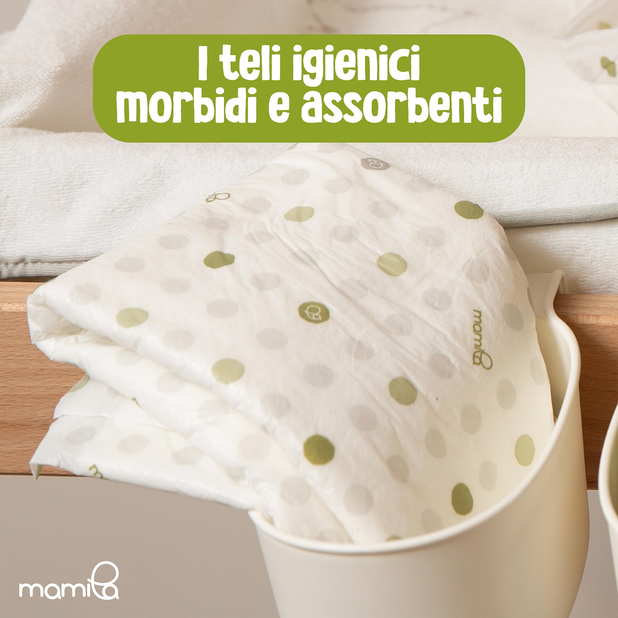 Cotonini Traversine Neonato Fasciatoio 40 Teli Igienici 60x60 cm Monouso in Cotone con Strato Impermeabile, per Fasciatoio e Cambio Pannolino, Super Assorbenti