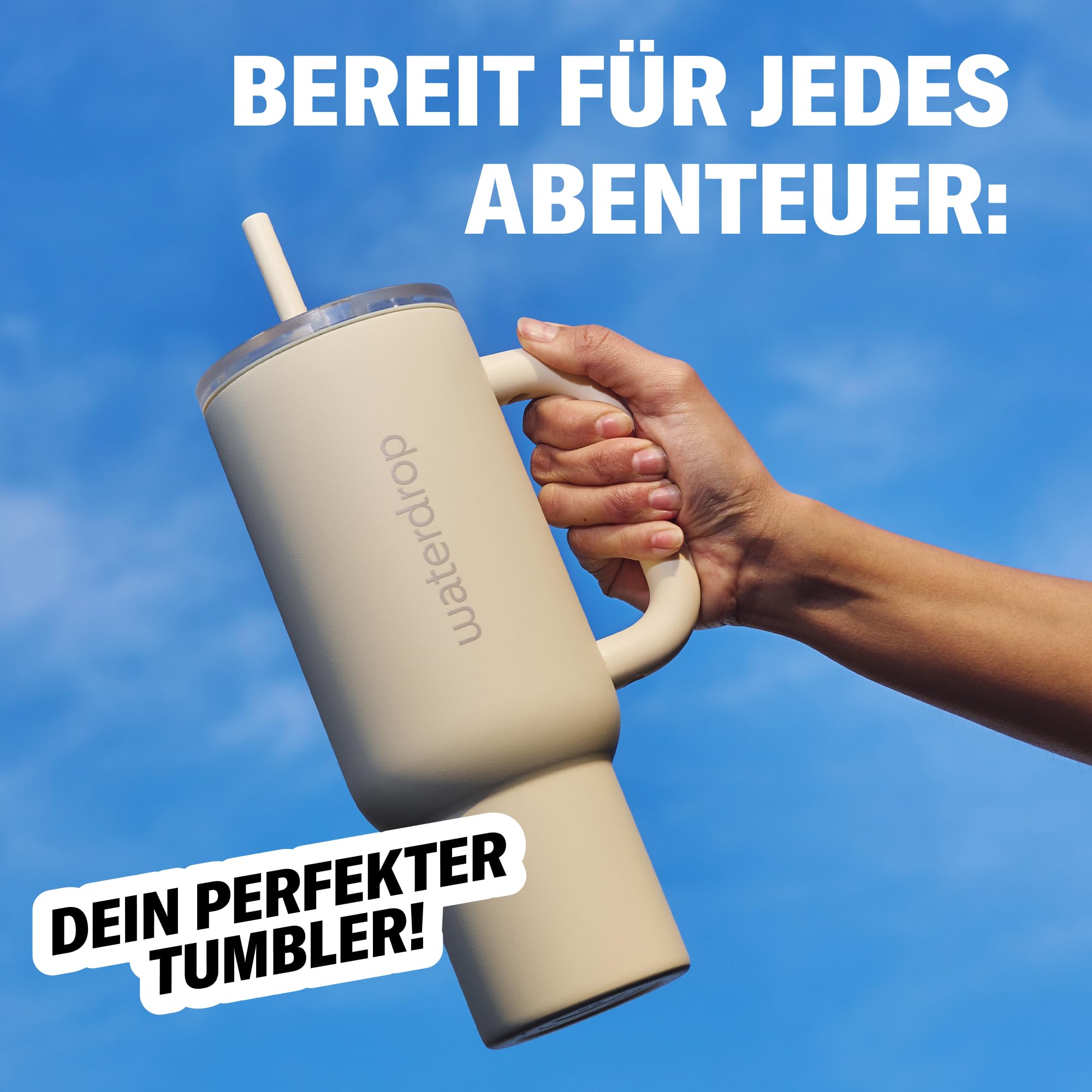 waterdrop® Thermobecher 1,1L isolierte Edelstahlflasche auslaufsicher 12h kalt