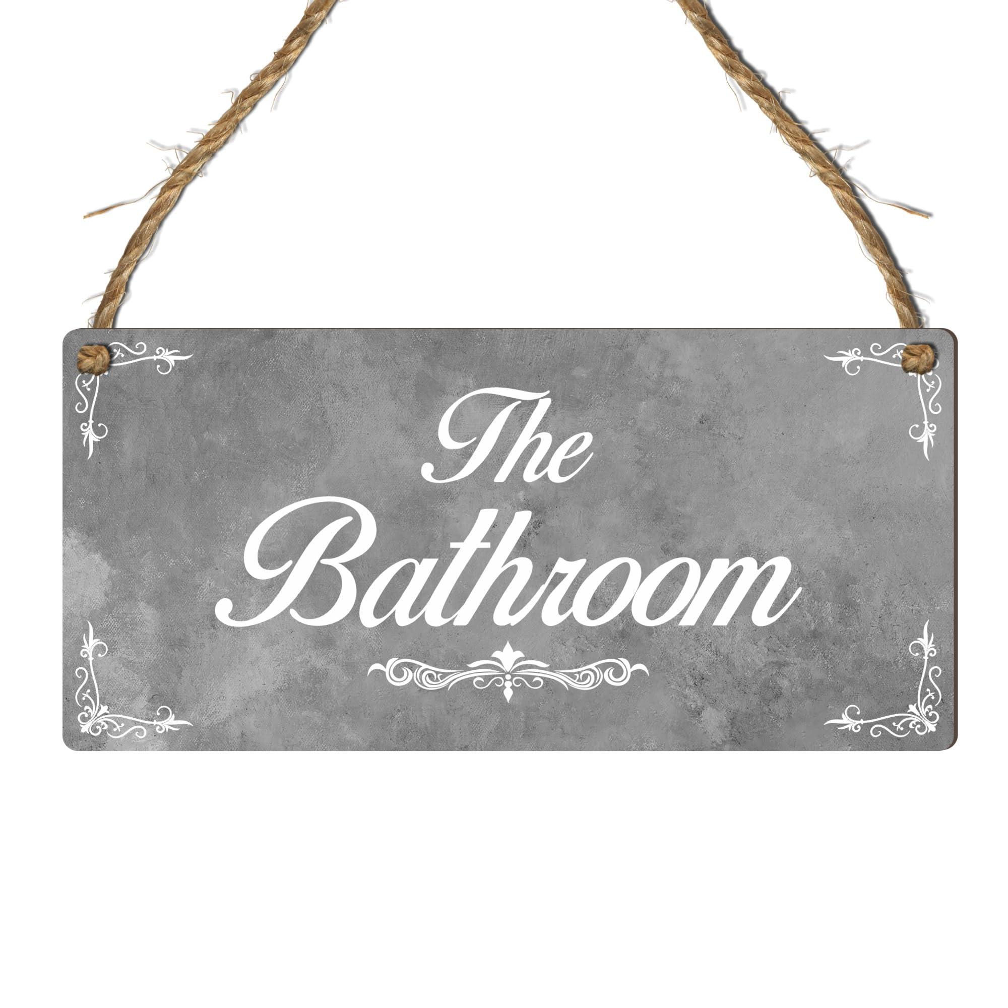 Rustic Hanging Bathroom Door Sign – Private, The Bathroom, The Poo, The Powder Room, Toilet, WC – Funny & Elegant Toilet Plaque, Guest Restroom, B&B (The Bathroom, Large: 29 cm (H) × 13.5 cm (W))