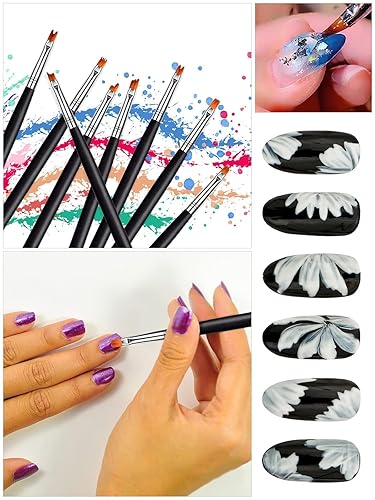 Miniatura 6 de EBANKU - Juego de 33 pinceles acrílicos para uñas, uñas de gel UV, brocha de pintura de flores de uñas de doble extremo, para punteado de uñas,