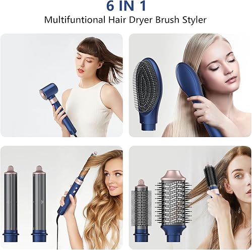 Miniatura 2 de MIRACOMB - Cepillo secador de pelo profesional con múltiples peinadores, sistema de peinado iónico de aire caliente con rizadores de envoltura
