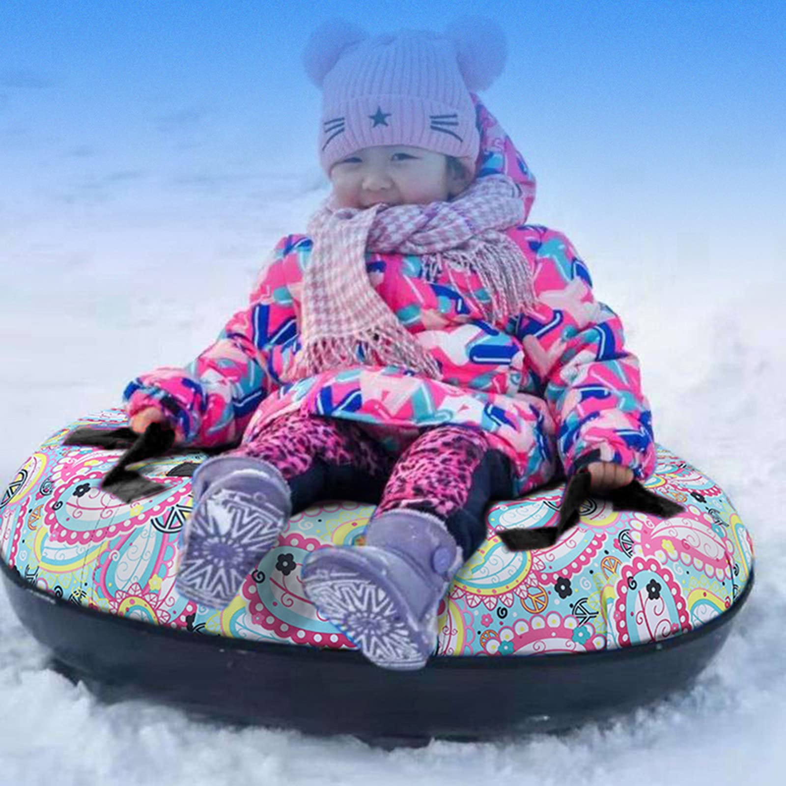 TIM-LI Tubo Gonfiabile per Slittino - Slitta Trainabile da Neve con Abrasione Pieghevole E Altamente Tollerante, Ideale per Il Divertimento Invernale E Le attività in Famiglia,C