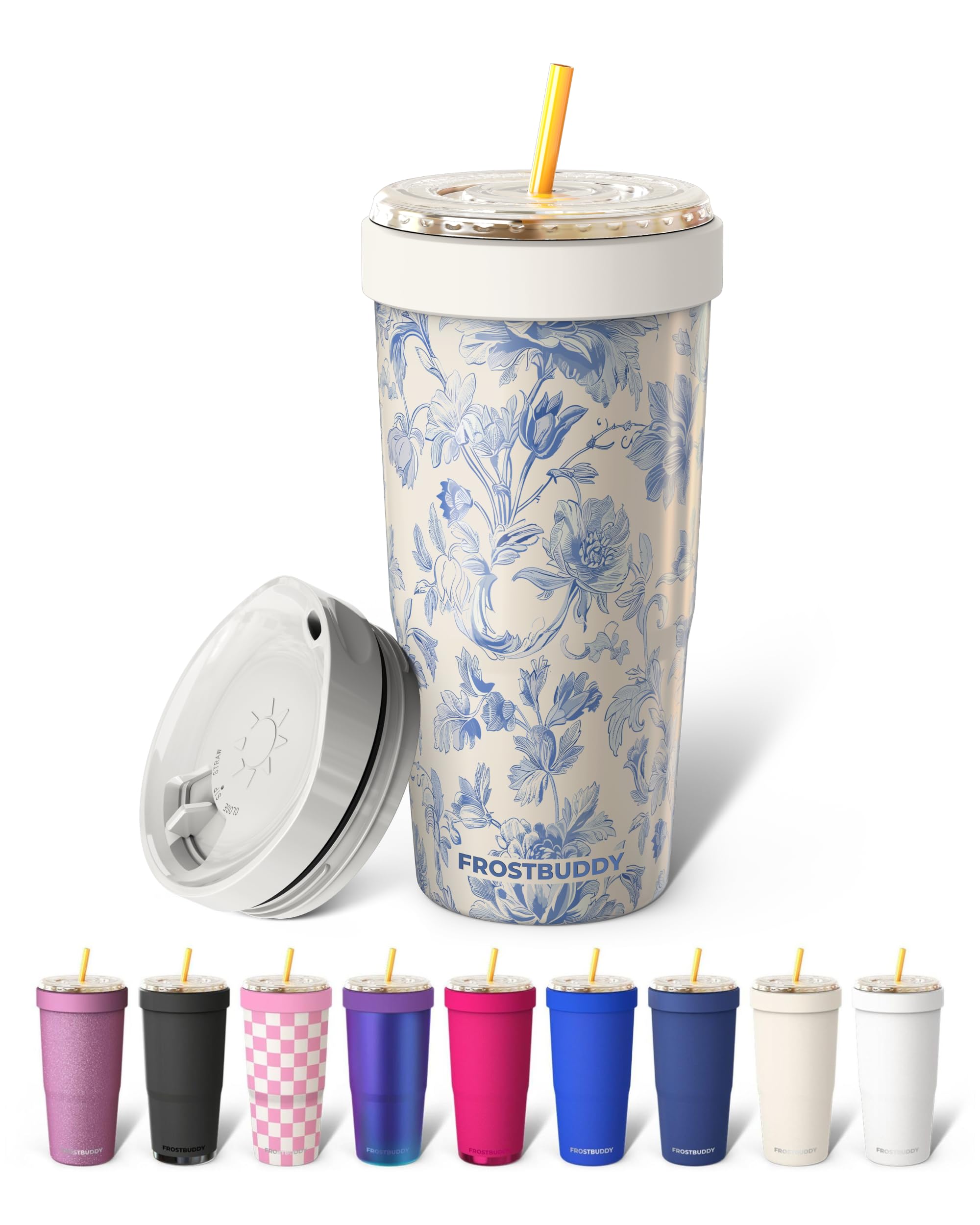 Frost Buddy Togo Buddy 30 oz Insulated Tumbler, Blue Floral