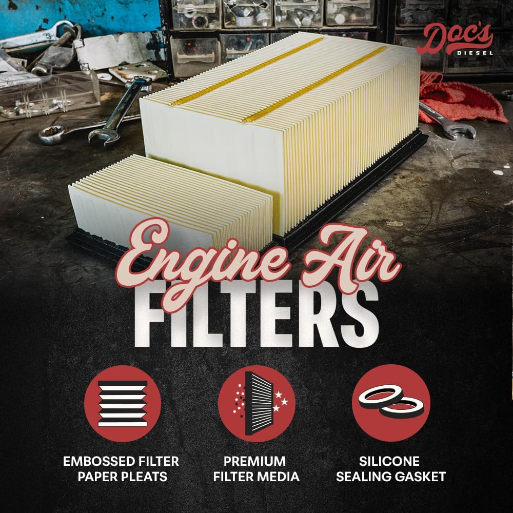 Doc's Diesel Engine Air Filter DPA6109 | Compatible with Ford 6.7L Powerstroke F250, F350, F450, F550 2011-2016 | Replaces FA1902