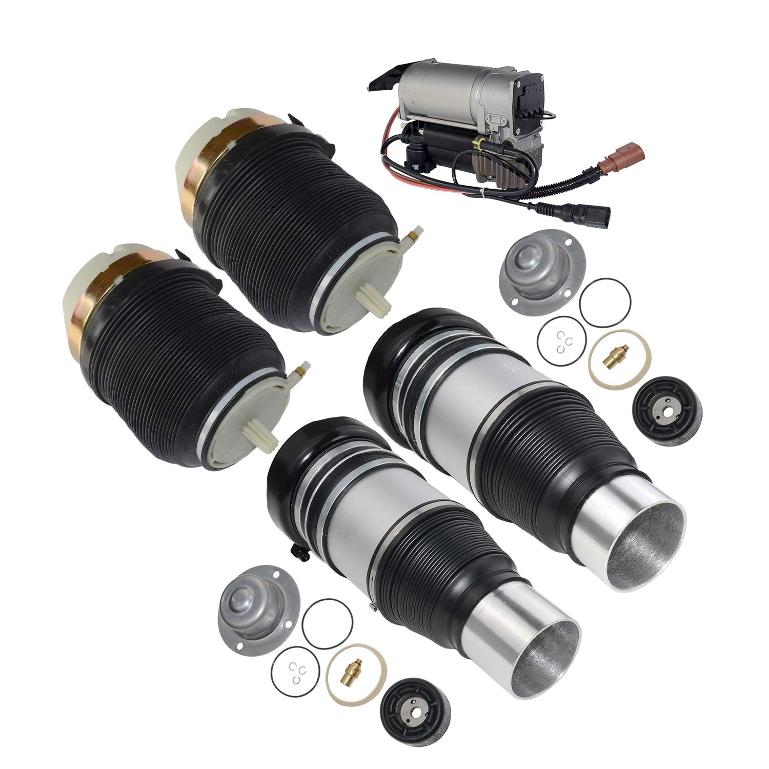 2x Posteriore+2x Anteriore Sospensione Pneumatica Sospensione Pneumatica A Puntone+ Compressore Compatibile Con A6 4F2 C6 4F0616001J 4F0616001